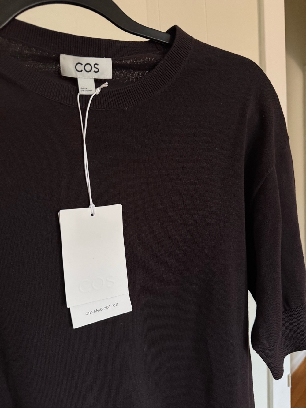 COS Women’s KNITTED COTTON T-SHIRT  - Dark Brown / Espresso - Picture 2 of 6